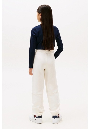 Kız Çocuk Kabartma Baskılı Eşofman Altı - Krem Ivory Silk