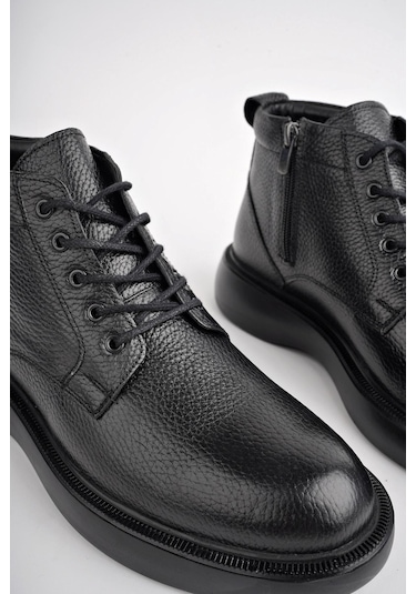 Muggo Bernard Garantili Hakiki Deri Bağcıklı Fermuarlı Kaymaz Taban Casual Erkek Bot 001