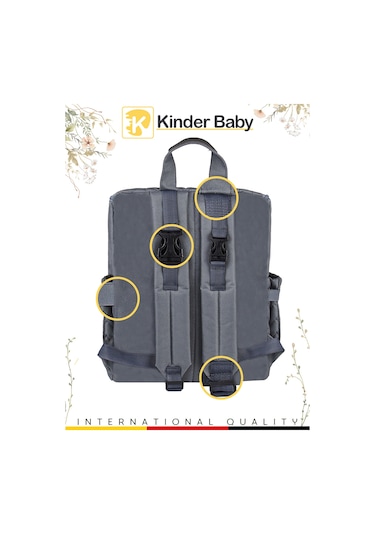 Kinder Baby Merlin Termal Anne Bebek Bakım Çantası Gri