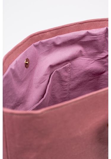 Fabric Craft Bag El Çantası Pembe Duck Kumaş Ahşap Saplı Lila - Pembe