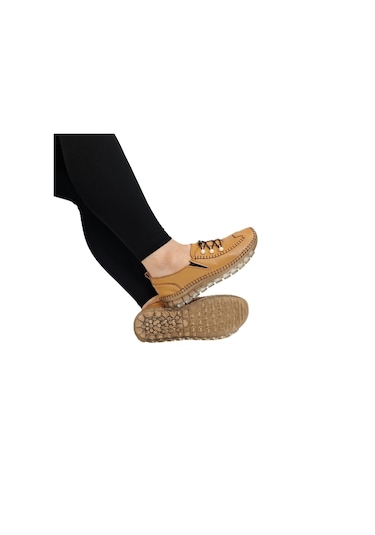 Voyager 9871 Açık Kahve Hakiki Deri Boncuklu Bayan Ayakkabı Açık Kahverengi