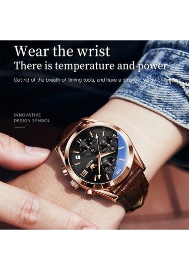 Sones Bınbond B6022 30m Su Geçirmez Işıklı Çok Fonksiyonlu Kuvars Saat, Renk: Siyah Çelik-siyah