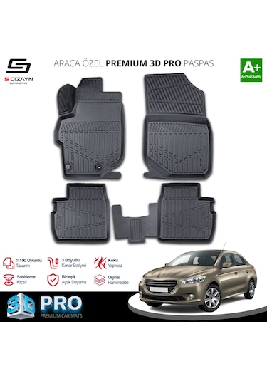 S-dizayn Peugeot 301 3d Pro Havuzlu Paspas 2013 Üzeri A+ Kalite