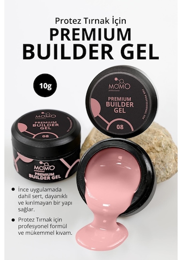 Momo Professional Premium Builder Gel Protez Tırnak Jeli No.08 Gül Kurusu 10 gr