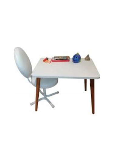 Depolife Ilk Ofisim Çocuk Ders Çalışma Masası Ahşap Konik Ayaklı