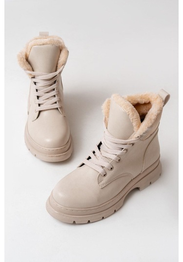 Asm-080 Bej Bağcıklı Günlük Kadın Bot-bej Bej