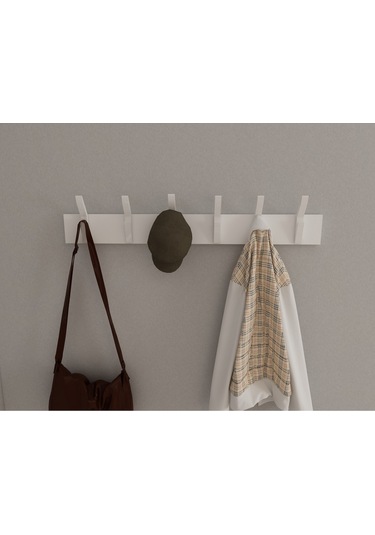 Hepsi3boyutlu Modern Duvar & Kapı Kanca Askılık - 6 Adet Beyaz Kanca Askılık - Model No : 3 Beyaz
