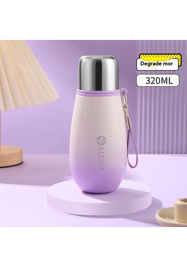 316 Paslanmaz Çelik Termos Bardak Kızlar Yüksek Yüz Değeri Yeni Cep Bardak Gradyan Bayan Öğrenci Taşınabilir Çay Bardağı Gradyan Mor 320ml