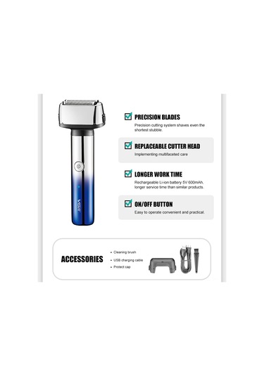 Vkemall Vgr365 3 Lü Şarjlı Erkek Tıraş Makinesi - Sakal, Saç Ve Kaş Kırpma Aleti