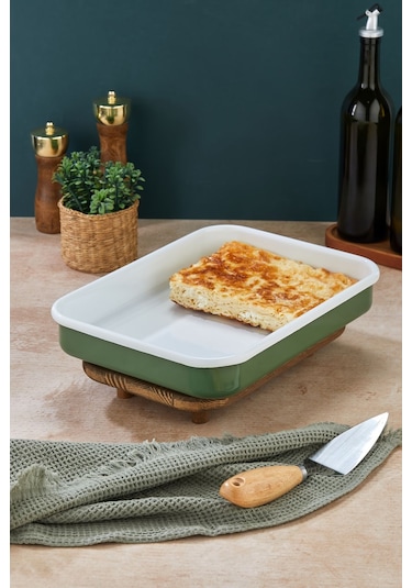 25 X 35 Cm Özel Tasarım Yemeklik Emaye Fırın Tepsisi Yanmaz Iz Bırakmaz Sunumluk
