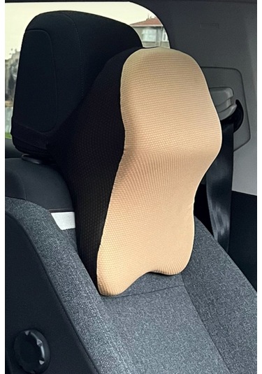 Araç Boyun Yastığı Ortopedik Kahve Rengi Kumaş