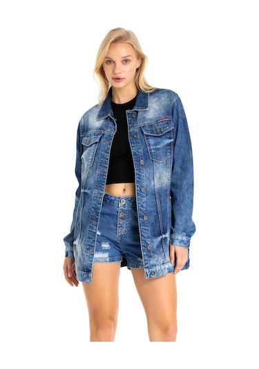 Wj211 Oversize Kadın Kot Ceket 001