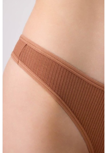 Kadın Pamuklu Ve Likrali Fitilli Kaşkorse Tanga Külot 5'li Paket-2 Renkli-2 Çok Renkli