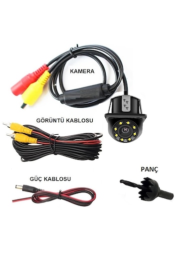 Yate10 8 Ir Ledli Gece Görüşlü Dinamik Çizgili Geri Görüş Kameras