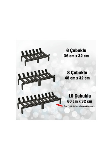 60 Cm X 32 Cm 10 Çubuklu Ekstra Şömine Izgarası Dar Gözlü Izgara