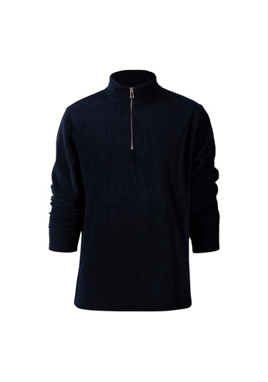 Lacivert Yarım Fermuarlı Regular Kalıp Dik Yaka Polar Sweatshirt Lacivert
