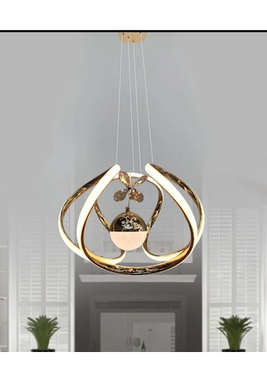 Ey-El Tasarım Ahtapot Tekli Gold 3 Renk Ledli Sarkıt Avize Gold