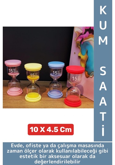 Dayanıklı Dekoratif Ev Ofis Masa Üstü Hediyelik Zaman Ölçer Çok Şık Estetik 15 Dakikalık Kum Saati