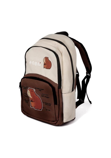 Sincap Baskılı Çocuk Unisex Krem Kahve Sırt Çantası Pwcnt015 Krem Kahve