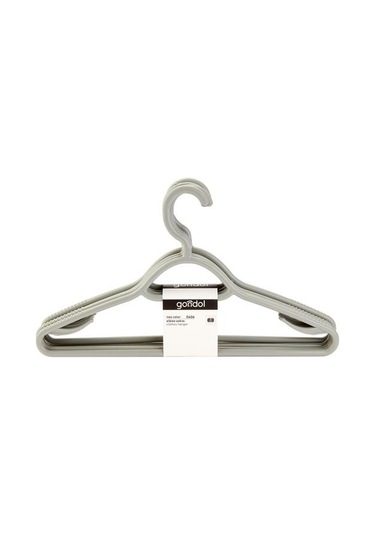 Gondol 6'lı Plastik Elbise Askısı - Gri - 38 Cm Gri