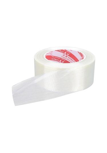 Xindoker Güçlü Paketleme İçin Zırhlı Fibre Şerit Bandı - 50mm X 50m Şeffaf Taşıma Ve Ambalaj İçin Dayanıklı Cam Fiberli Bağlama Bandı