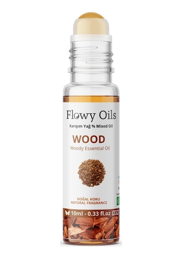 Flowy Oils Wood Doğal Karışım Esansiyel Vücut Yağı Roll-On 10 ML