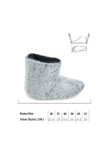 Gezer Erkek Kışlık Sessiz Taban Ev Panduf Bot Ga7kte.03430.01.v32.0c Gri