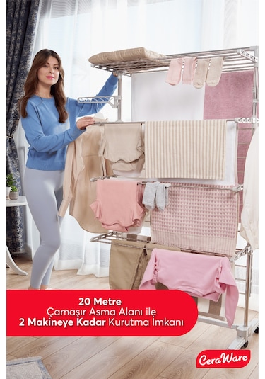 Ceraware 4 Katlı Çamaşırlık Lüks Çamaşır Kurutma Askılığı Gri