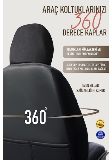 B M W 5 Serisi 520 Deri Oto Koltuk Kılıfı Ön Arka Takım Siyah Mavi Exclusıve Model Scr