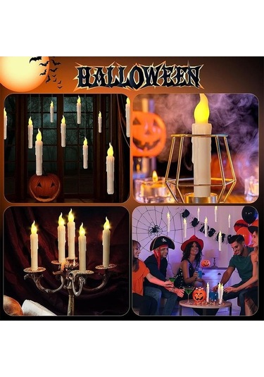 Maoyaya Yüzen Led Mumlar, Sihirli Değnekli Uzaktan Kumandalı Alevsiz Elektronik Mum, 12 Adet Sıcak Işık Diğer