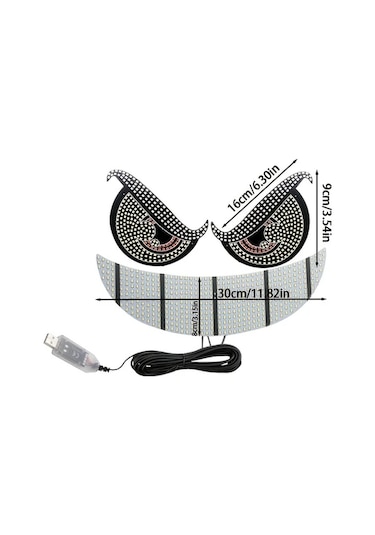 Willowhaven 3 Adet Akıllı Led Araba Dekoratif Işıkları Red White 11 Mod Renkli Işık Modları Şeytan Gözü Dinamik İfade Ekranı Usb Fişli Araba Çıkartma Işıkları