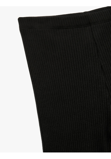 Koton Pamuklu Beli Lastikli Ribanalı Basic Uzun Tayt Siyah 6wmg40016ak Siyah
