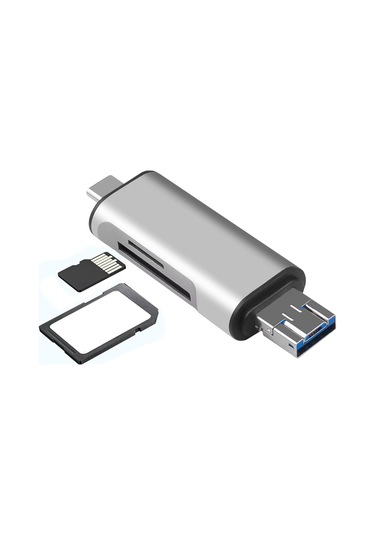 Usb 2.0 3 İn 1 Kart Okuyucu Ve Usb Çoklayıcı Type-c, Micro Usb, Sd/tf Kart Desteği Zr825