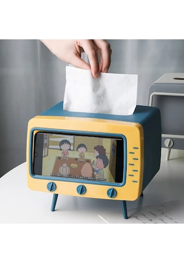 Kırmızı-yaratıcı 2 In 1 Tv Doku Kutusu Masaüstü Kağıt Tutucu Dağıtıcı Depolama Peçete Kılıfı Organizatör Cep Telefonu Tutucu İle