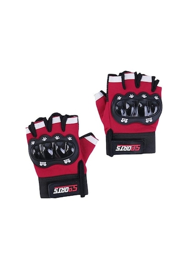 Trendooze Yarım Unisex Scooter Renkli Parmak Koruma Kırmızı İçin Eldiveni Destekli Çocuklar Bisiklet Mr