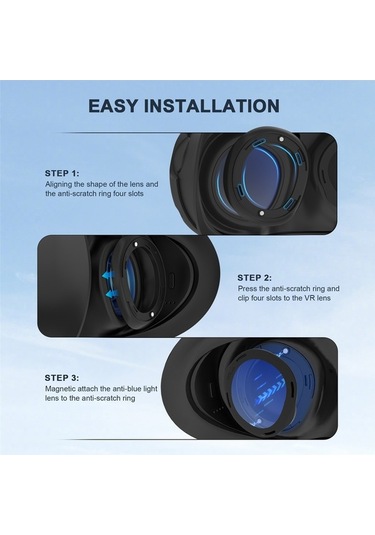 Fastbuy Startrc Meta Quest 3 Mavi Işık Koruyucu Lens Kapak Seti, Çizilmez, 2 Adet