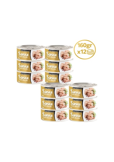 Sasu Klasik Ton Balığı Bütün Dilim 12 x 160 G