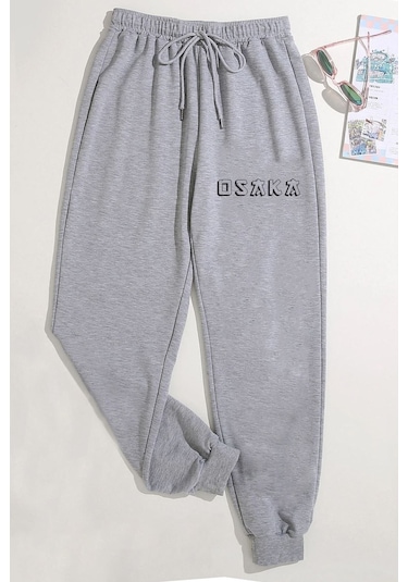 Uyguntarz Unisex Baskılı Eşofman Altı Füme - Gri