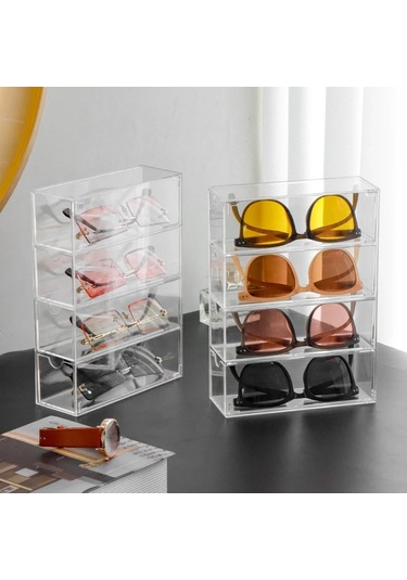 4 Katmanlı Plastik Çekmece Saklama Kutusu Şeffaf Toz Geçirmez Beyaz