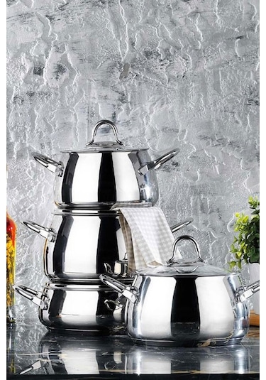 Schafer Trendy 8 Parça Inox Çelik Tencere Seti - Gri