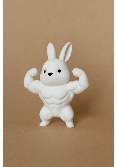 Kaslı Fitness Tavşanı - Full Body Gösteren Kaslı Tavşan Torpido Süsü Araba Aksesuar 1 Adet