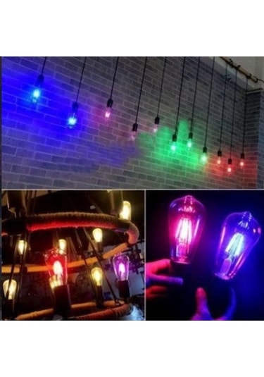 4 W Yeşil Işık 4 Flamanlı Rustik E27 Duy Led Ampül Renkli 1 Adet