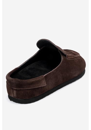 Prıva Kahverengi Süet Hakiki Deri Kadın Terlik Kahverengi