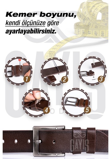 Özel Oval Kutulu Hakiki Manda Derisi Kahverengi Erkek Kot Kemeri Çeyizlik Kemer Kahverengi