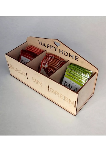 Woodiks Çay Poşeti Standı - "happy Home" 176271786 Diğer