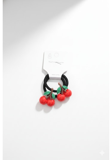 Kiraz Figürlü Lastik Toka, Lastikli Kiraz Toka 1 Çift - 2 Adet Siyah