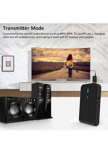 Pazly Bt-6 2'li 1 Arada Bluetooth 5.0 Verici-alıcı - Kablosuz Ses Adaptörü Tv, Araç, Kulaklık İçin