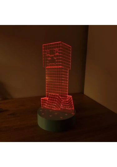 Minecraft Creeper 3d Led Gece Lambası Çocuklara Özel Hediyelik