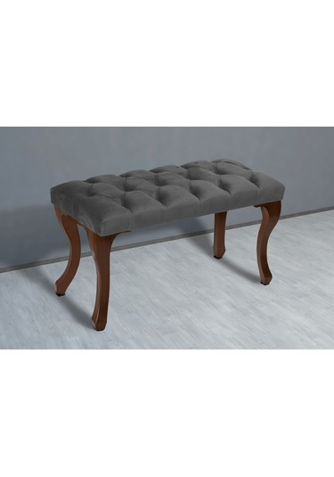 Gazzini Classic Chester Model Kapitoneli Puf, Ceviz Açık Gri