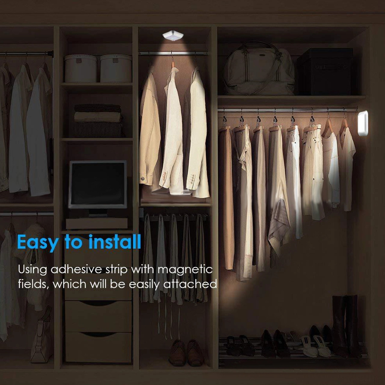 Folinda Kişi Algılama Gece Lambası - Dolap/ Koridor İçin 5m 120 Algılama - Mıknatıslı/örgülü/çelik Bant Montaj - Gümüş Kasa Beyaz Işık Gümüş